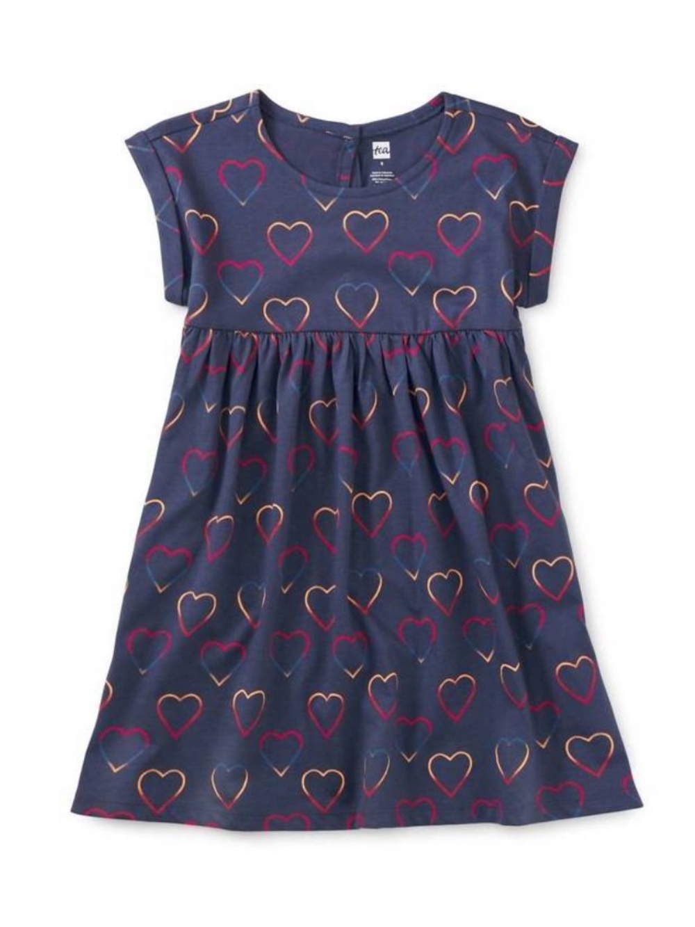 TEA Collection NEW Short Sleeve Empire Blue Dress with Ombré Hearts, size 4